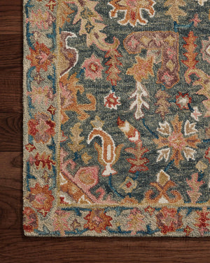 Victoria Navy / Multi - Corner on Wood (V)