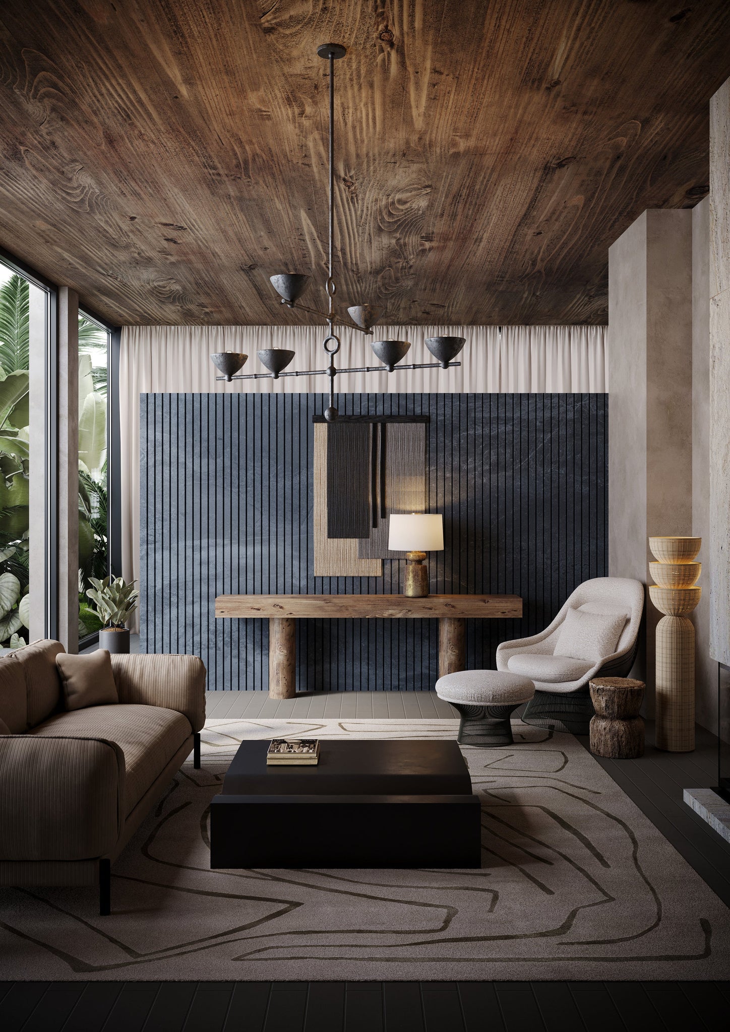 Terron Table Lamp 17" styled in a curated console for warm, layered light at Laurie Yapp Home.