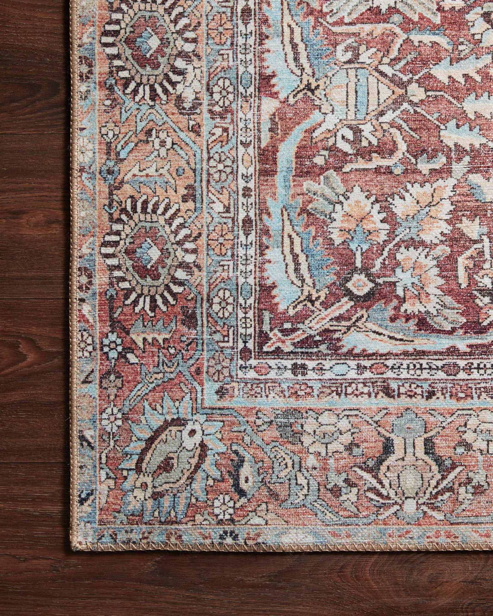 Wynter Tomato / Teal - Corner on Wood (V)