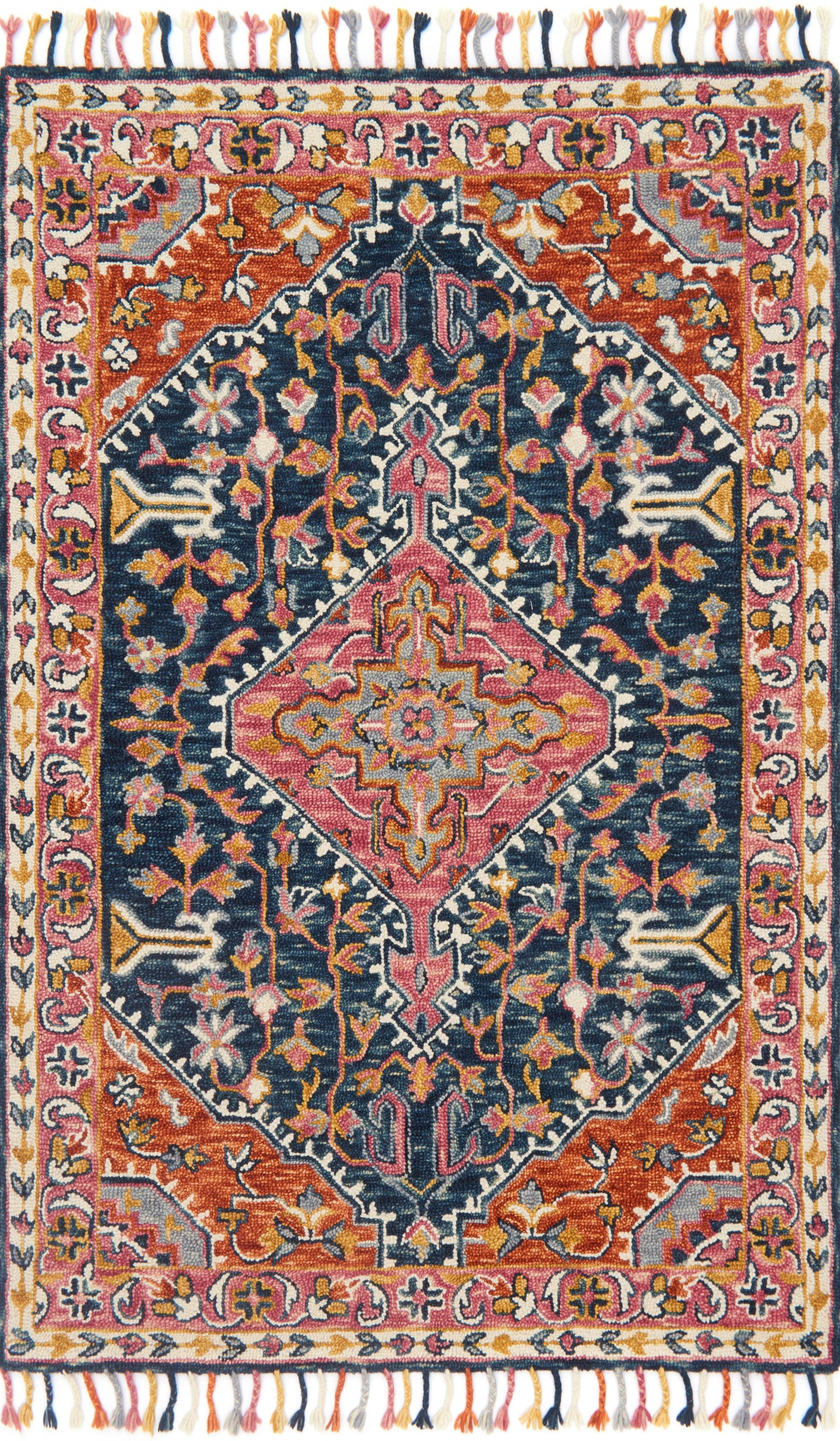front view of Zharah Navy / Multi luxury Rug