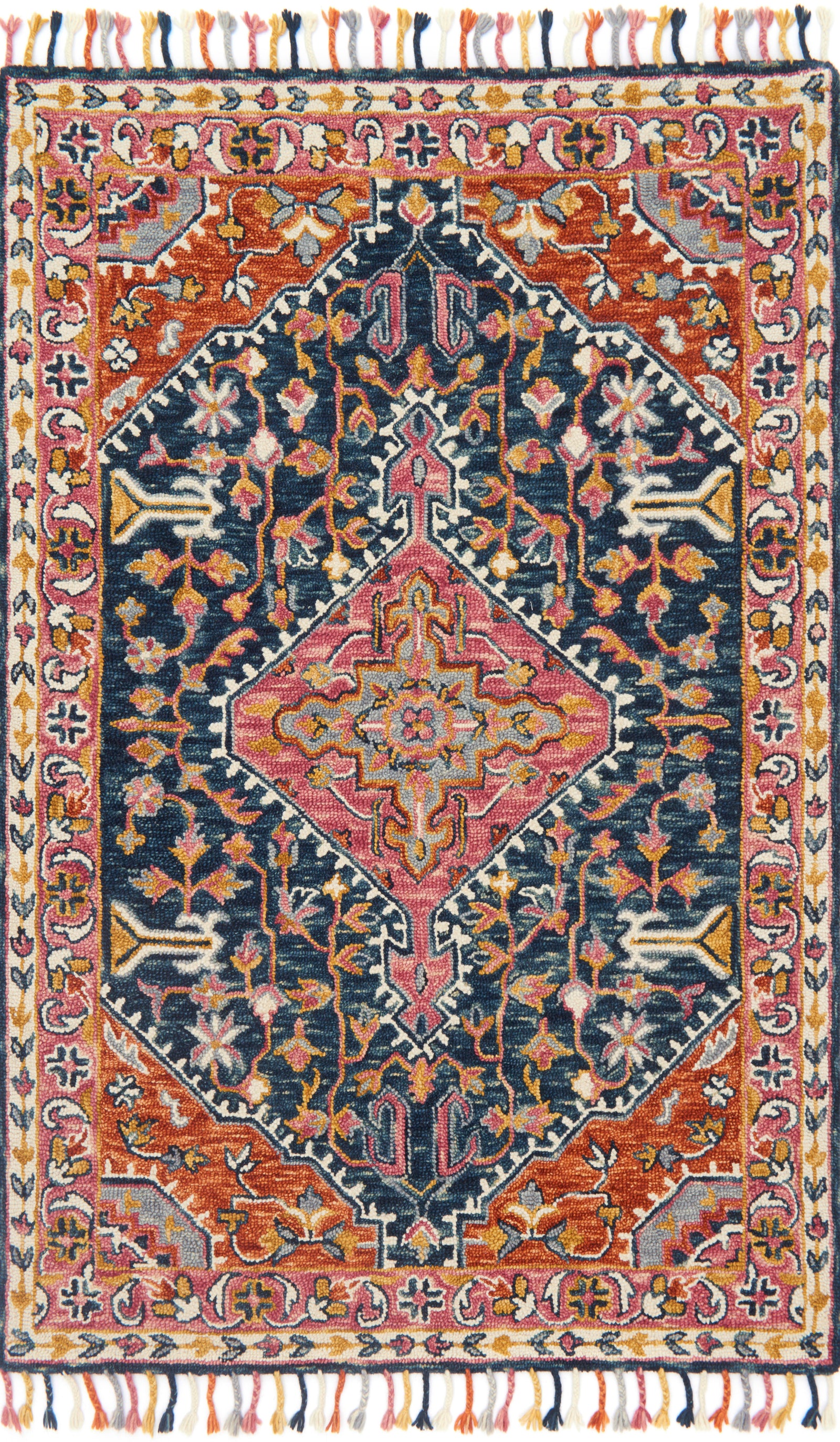 front view of Zharah Navy / Multi luxury Rug