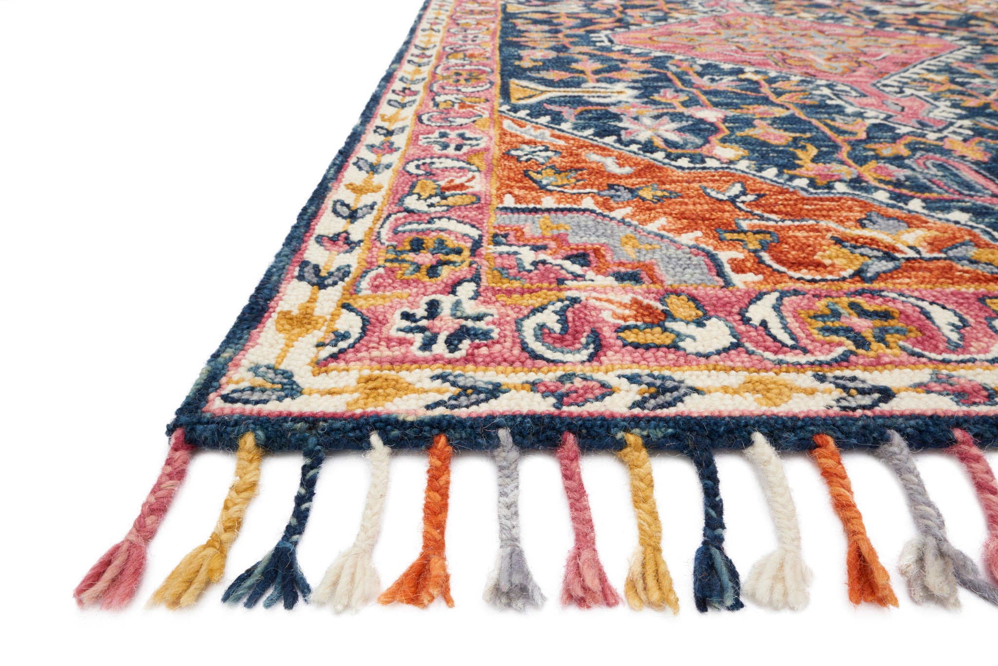 angle view of Zharah Navy / Multi luxury Rug