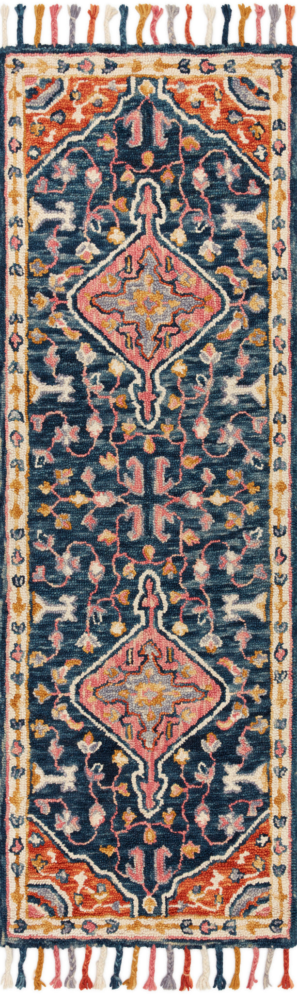 side view of Zharah Navy / Multi luxury Rug