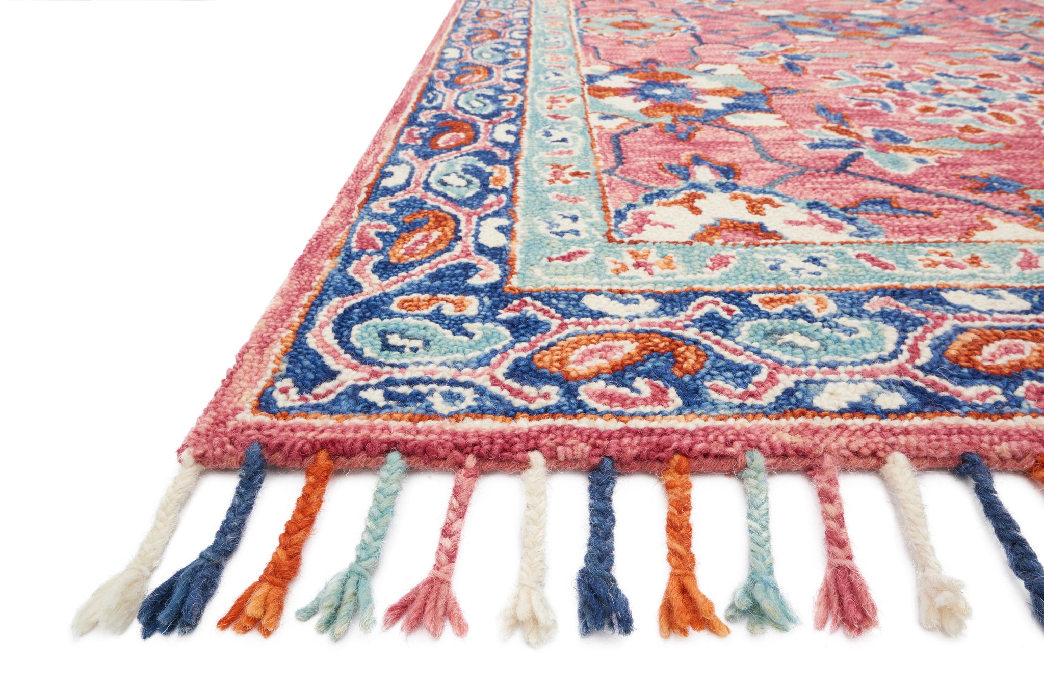 angle view of Zharah Rose / Denim luxury Rug