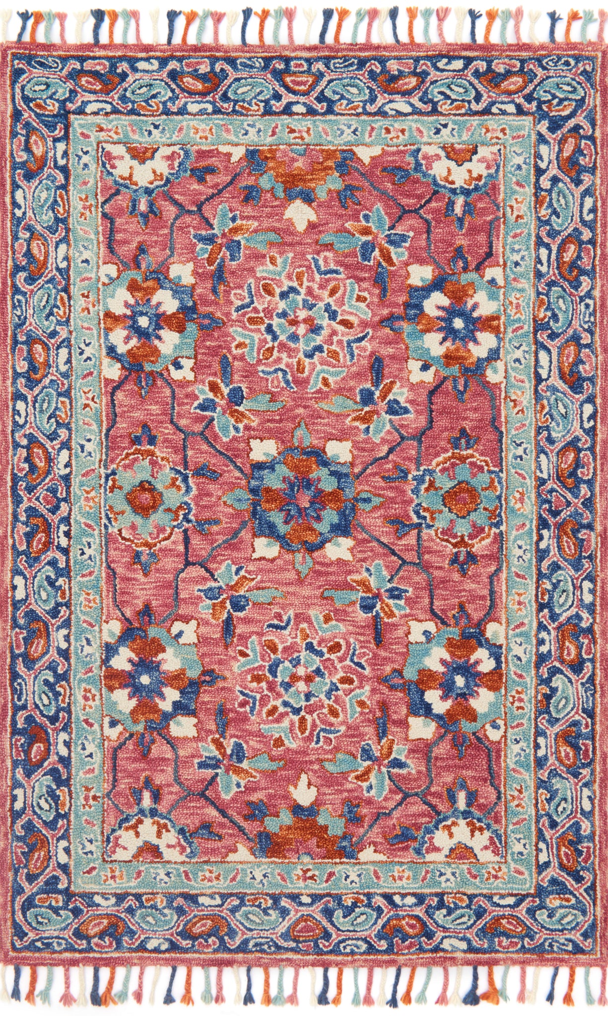 front view of Zharah Rose / Denim luxury Rug