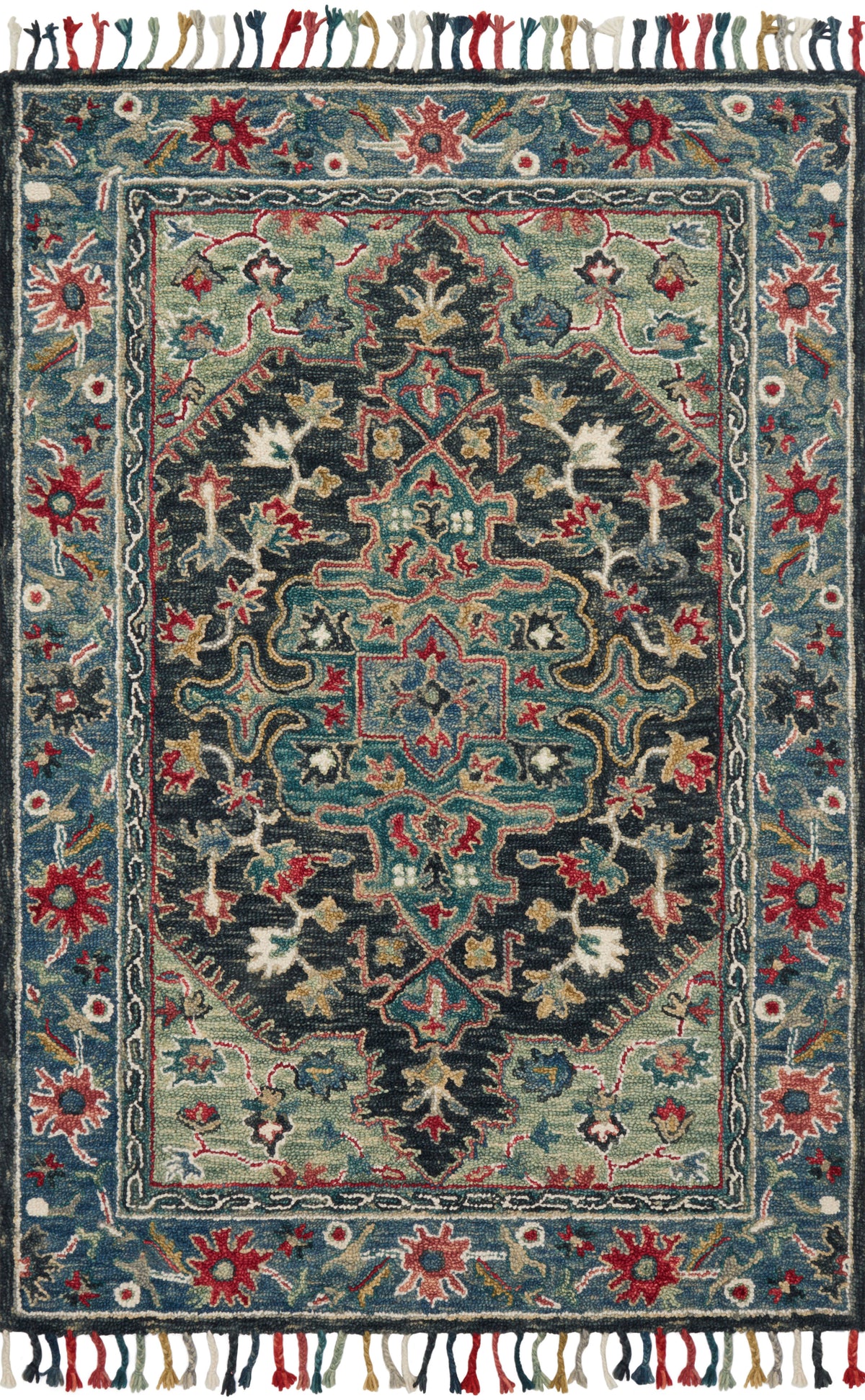front view of Zharah Navy / Blue luxury Rug