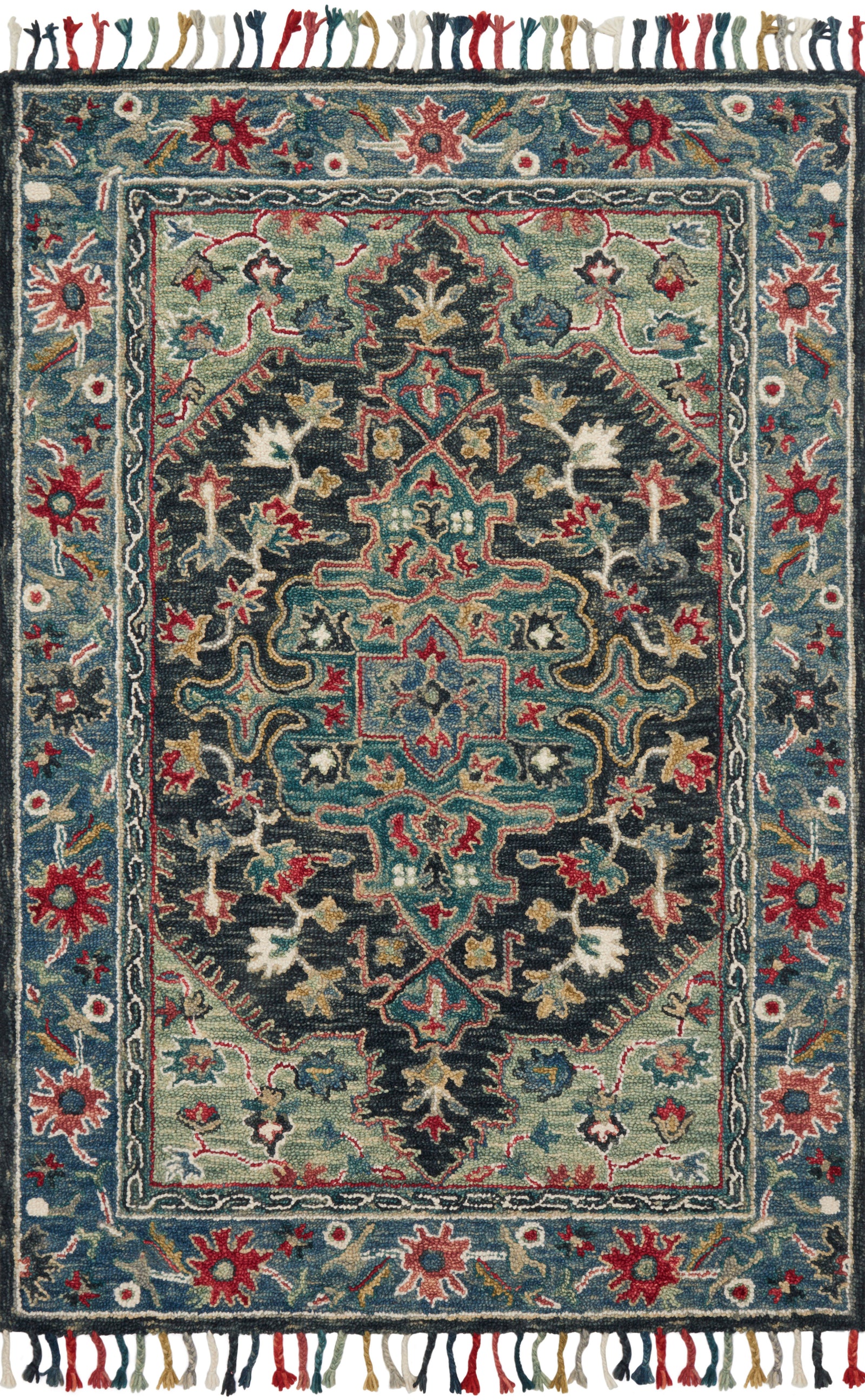 front view of Zharah Navy / Blue luxury Rug