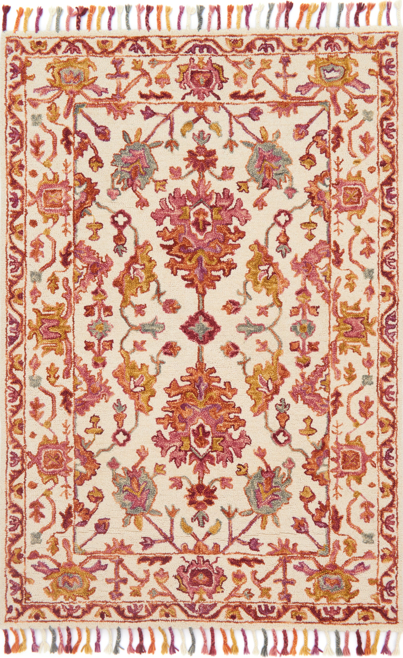 front view of Zharah Berry luxury Rug