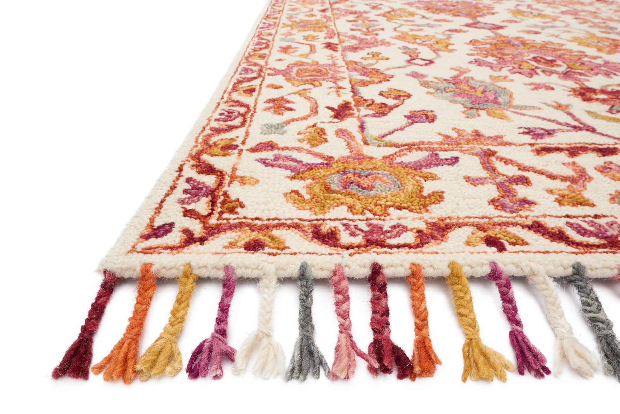 side view of Zharah Berry luxury Rug