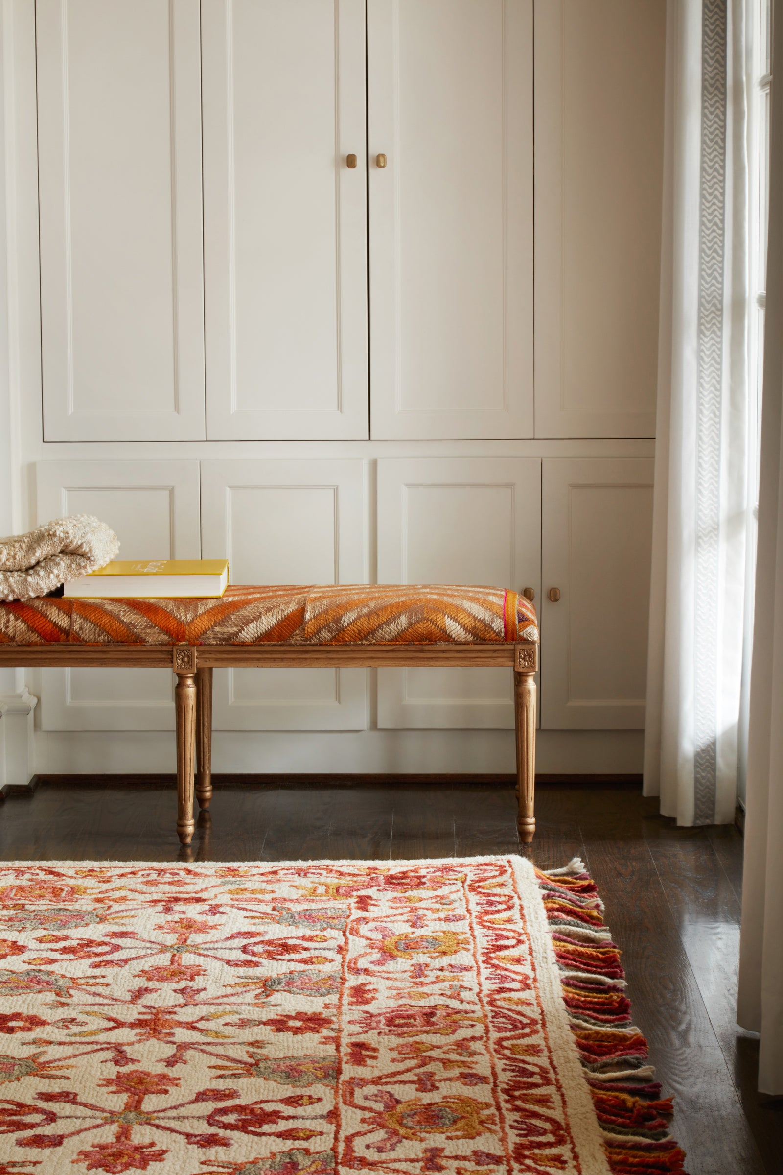 front view of Zharah Berry luxury Rug