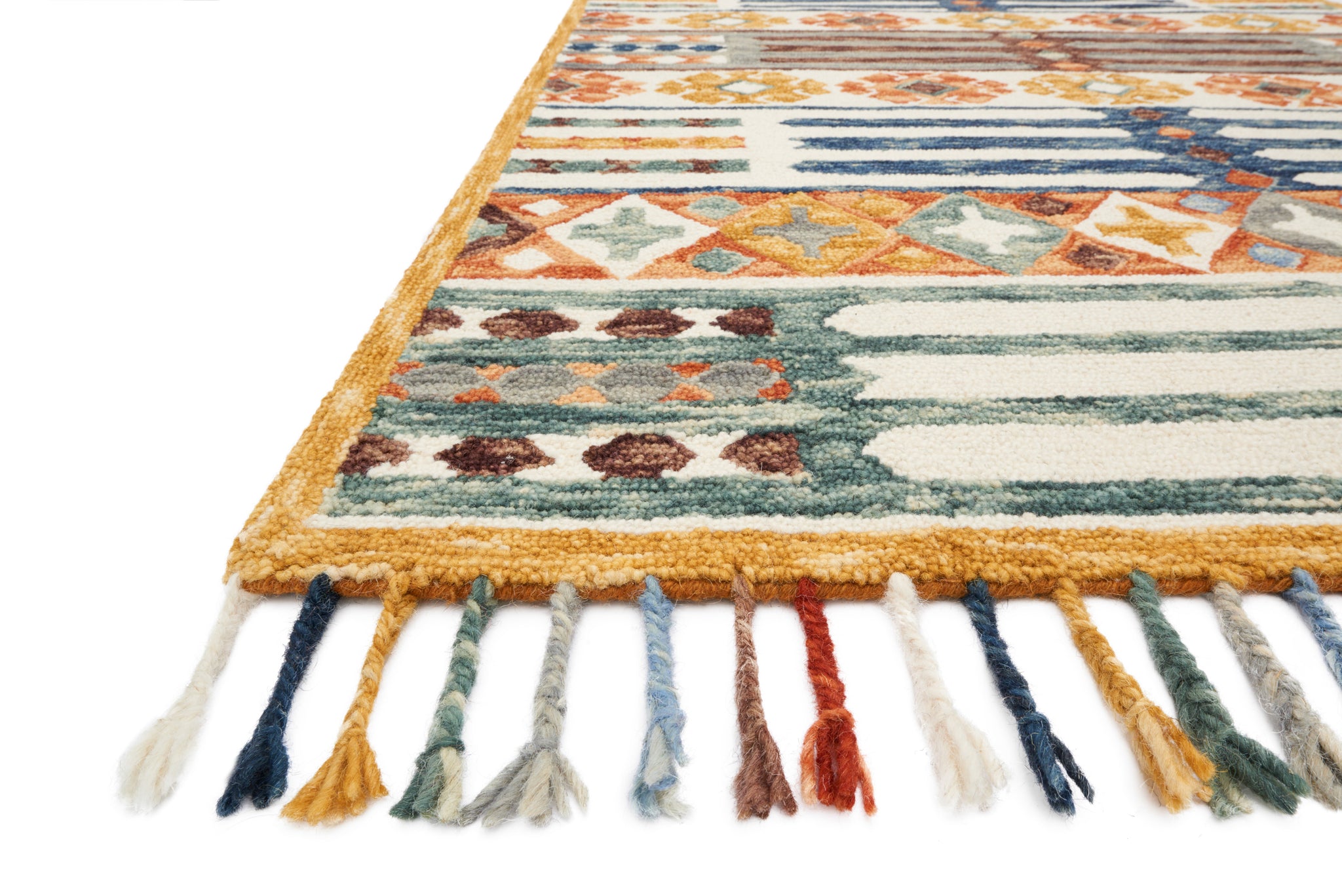 side view of Zharah Santa Fe Spice luxury Rug