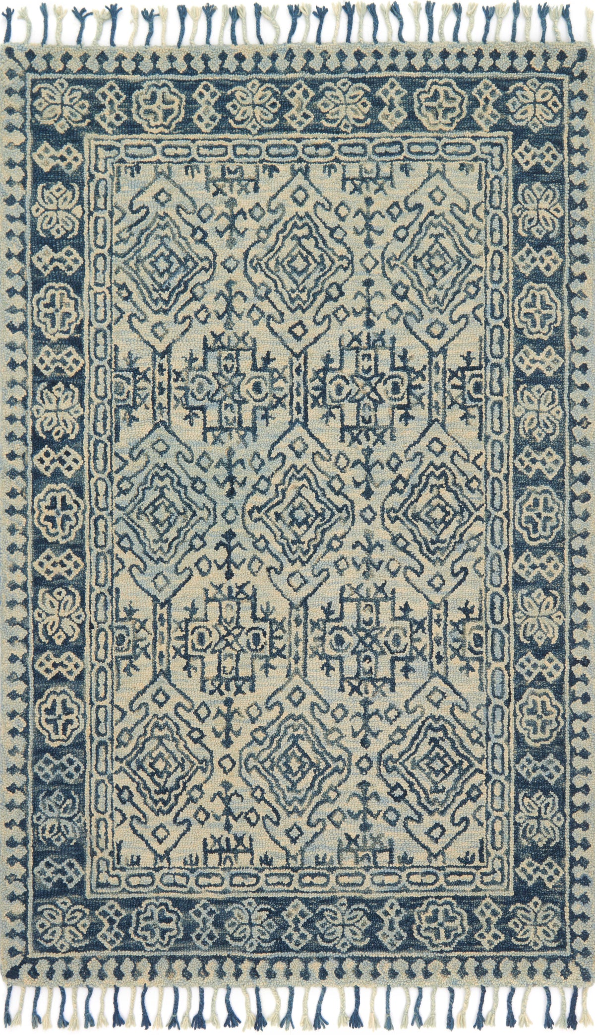 front view of Zharah Mist / Blue luxury Rug