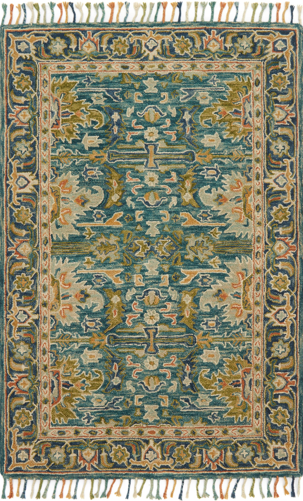 front view of Zharah Blue / Navy luxury Rug