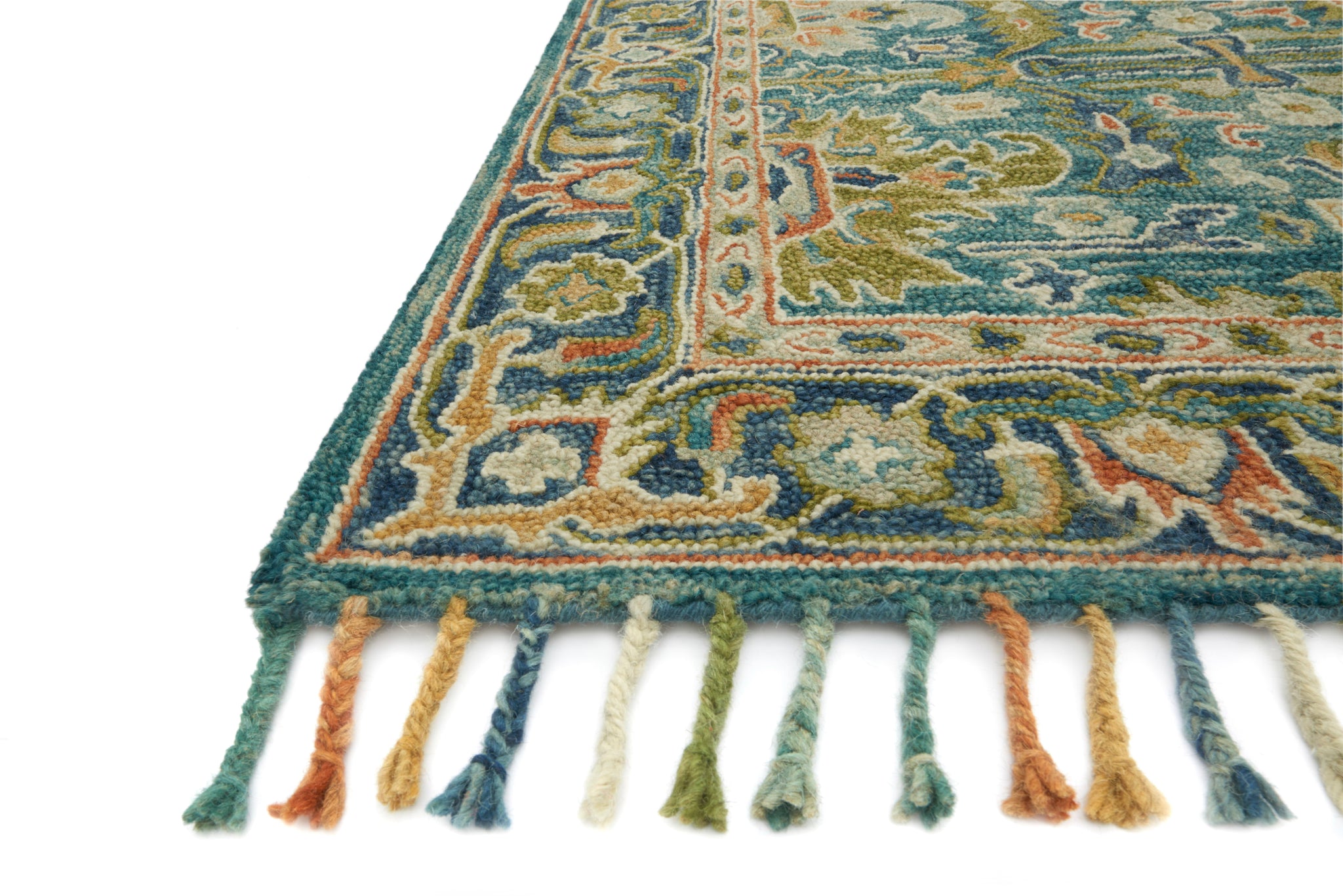 angle view of Zharah Blue / Navy luxury Rug