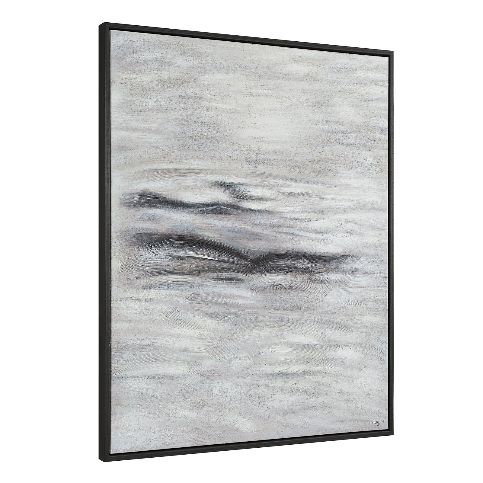 Baelish Canvas Art featuring abstract gray and white textures with subtle black accents