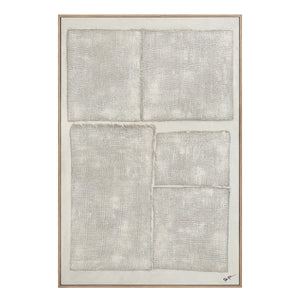 Picardy canvas art featuring four textured gray panels with frayed edges.