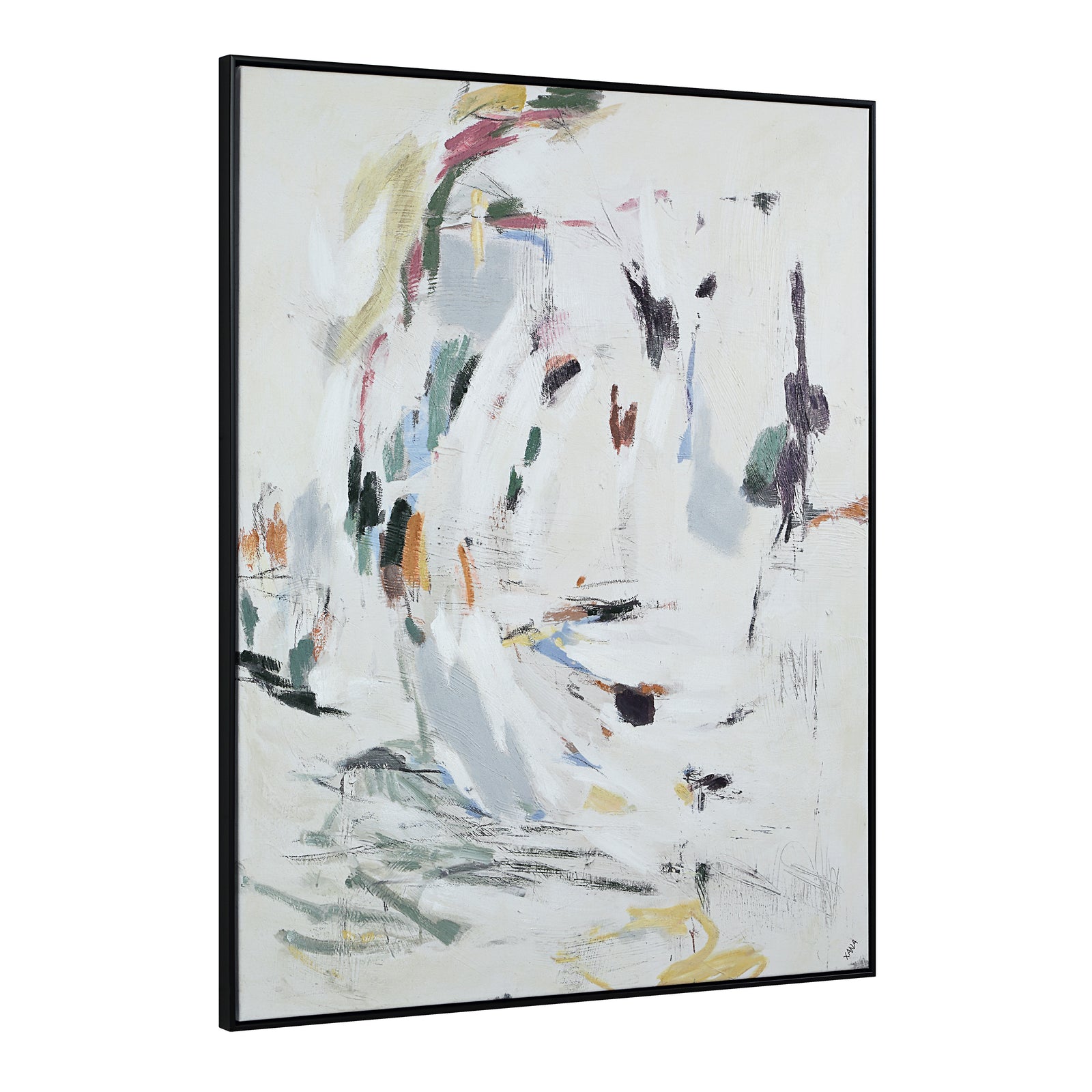 Cinta canvas art featuring abstract brush strokes in soft colors on a white background.