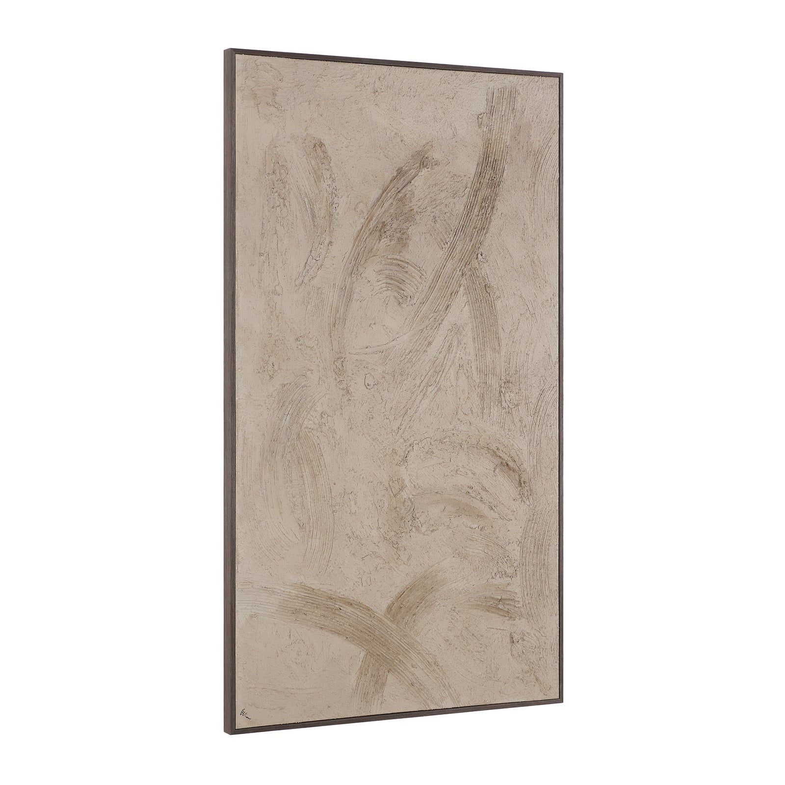 Trofa canvas art featuring abstract beige textures and strokes on a light background.