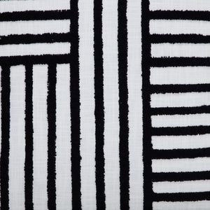 Close-up of Stilo indoor pillow showcasing the black and white striped texture.