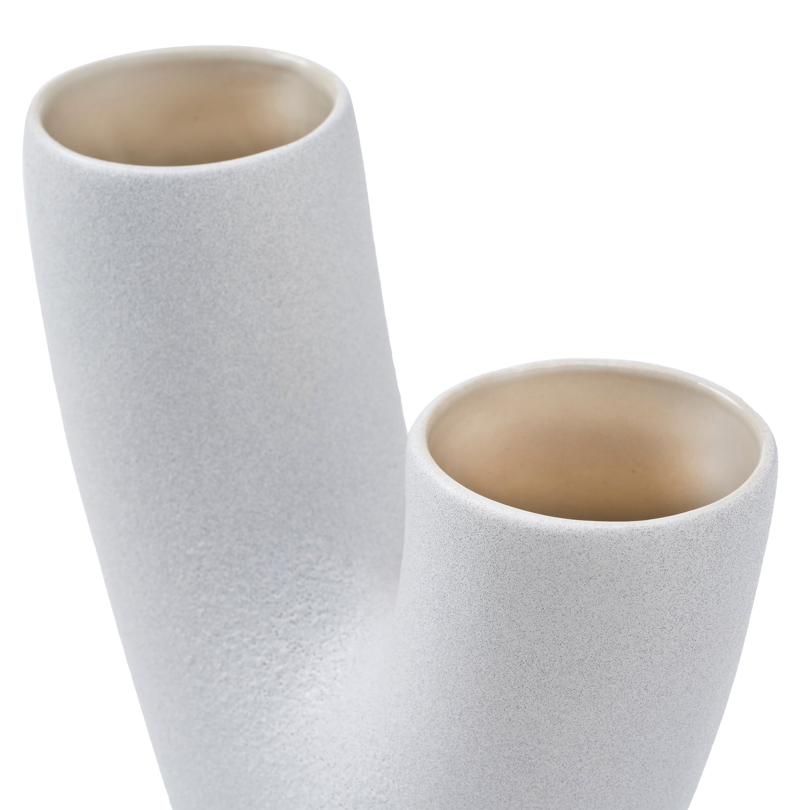 Jocasta Large Vase in light gray with a unique Y-shaped design and textured surface.