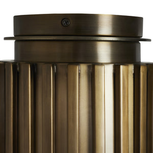 Close-up of Fenice Flush Mount light, highlighting the textured bronze surface and top.