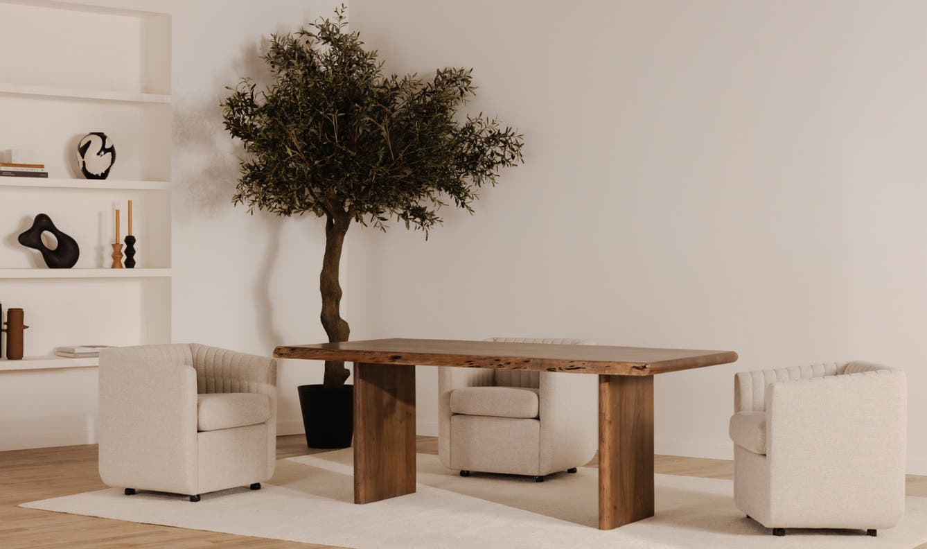 front view of Lila Large Dining Table Brown luxury Table