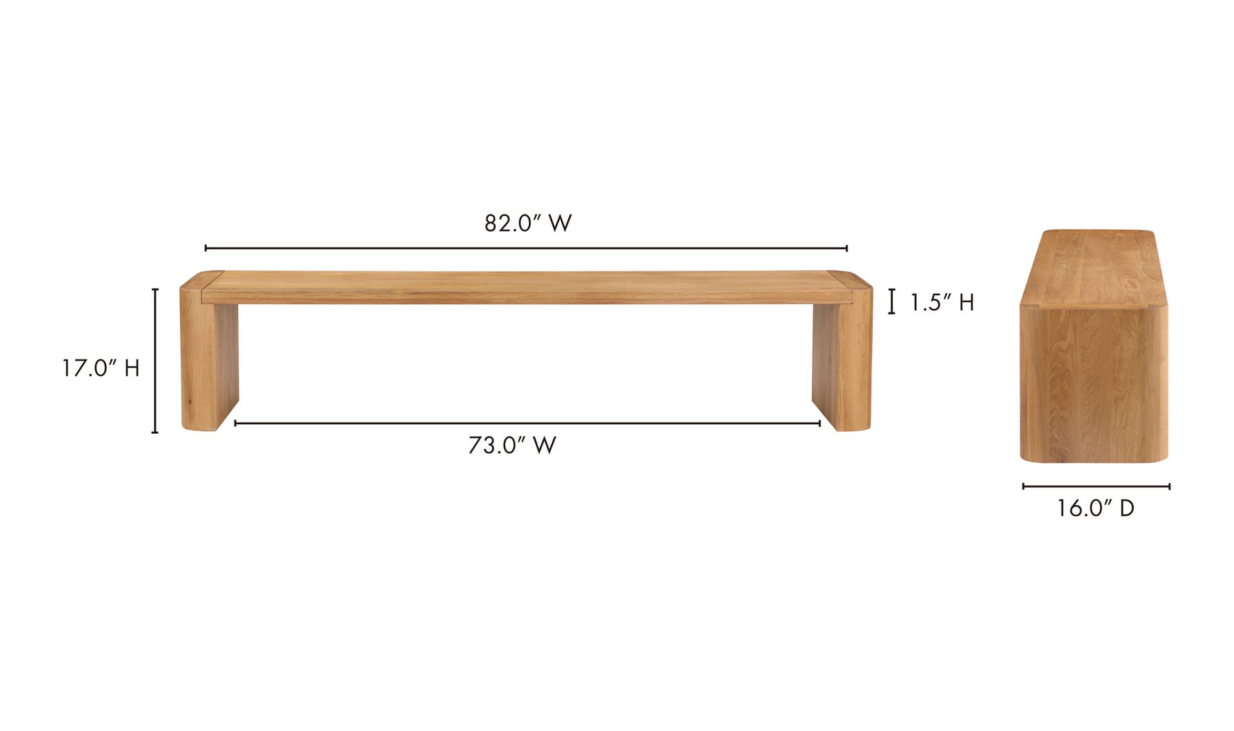 Post Dining Bench Large Natural