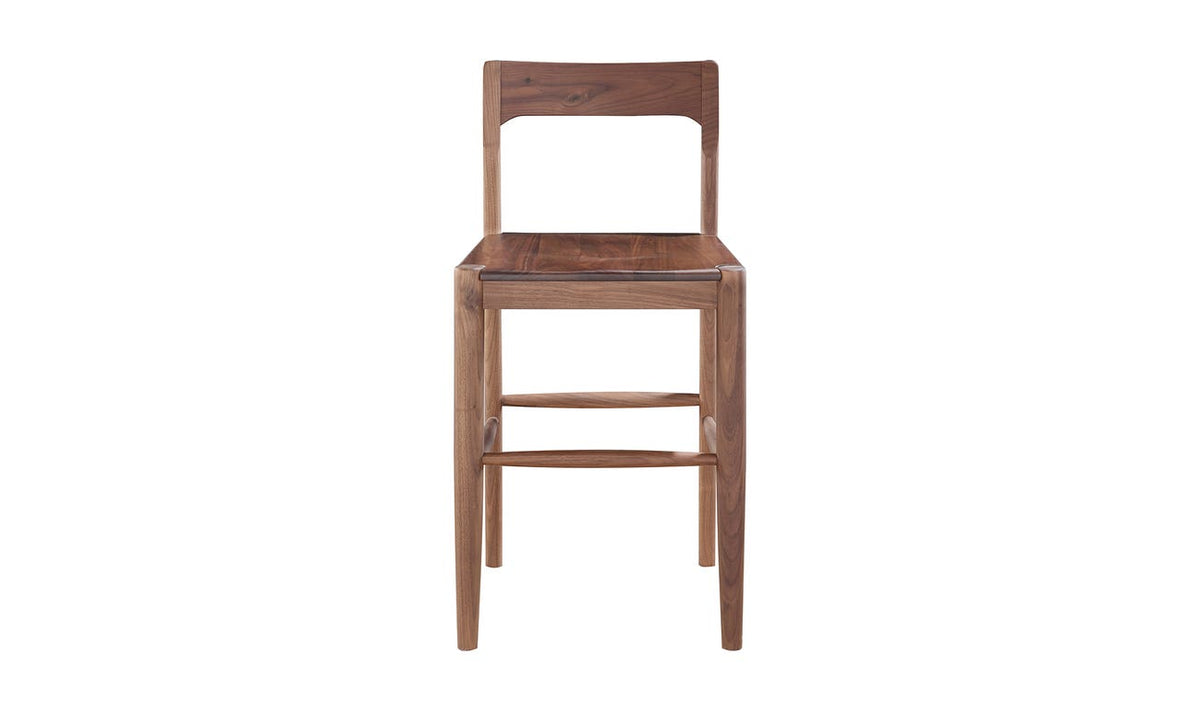 front view of Owing Counter Stool Walnut luxury Chair