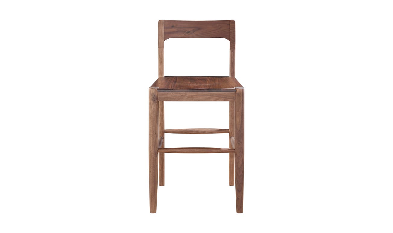 front view of Owing Counter Stool Walnut luxury Chair