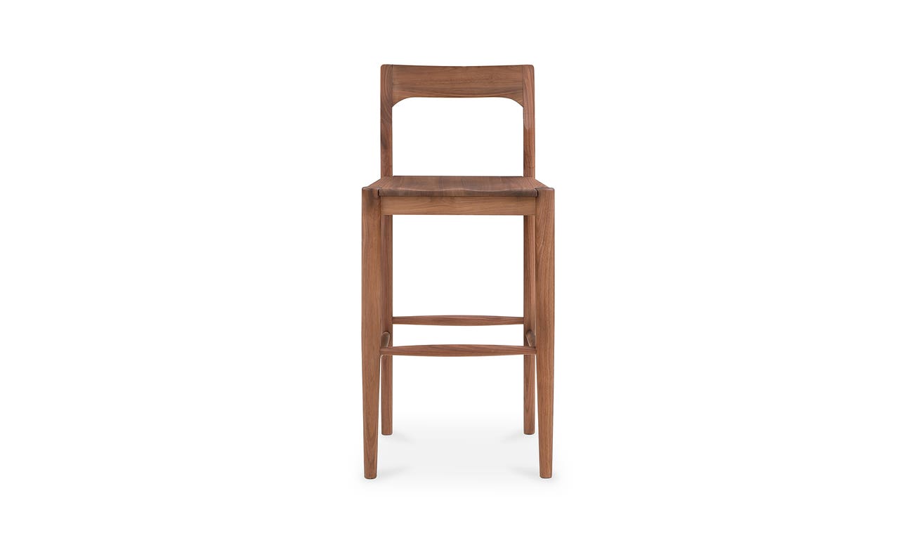 front view of Owing Barstool Walnut luxury Chair