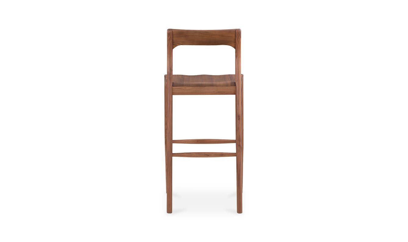 lifestyle view of Owing Barstool Walnut luxury Chair