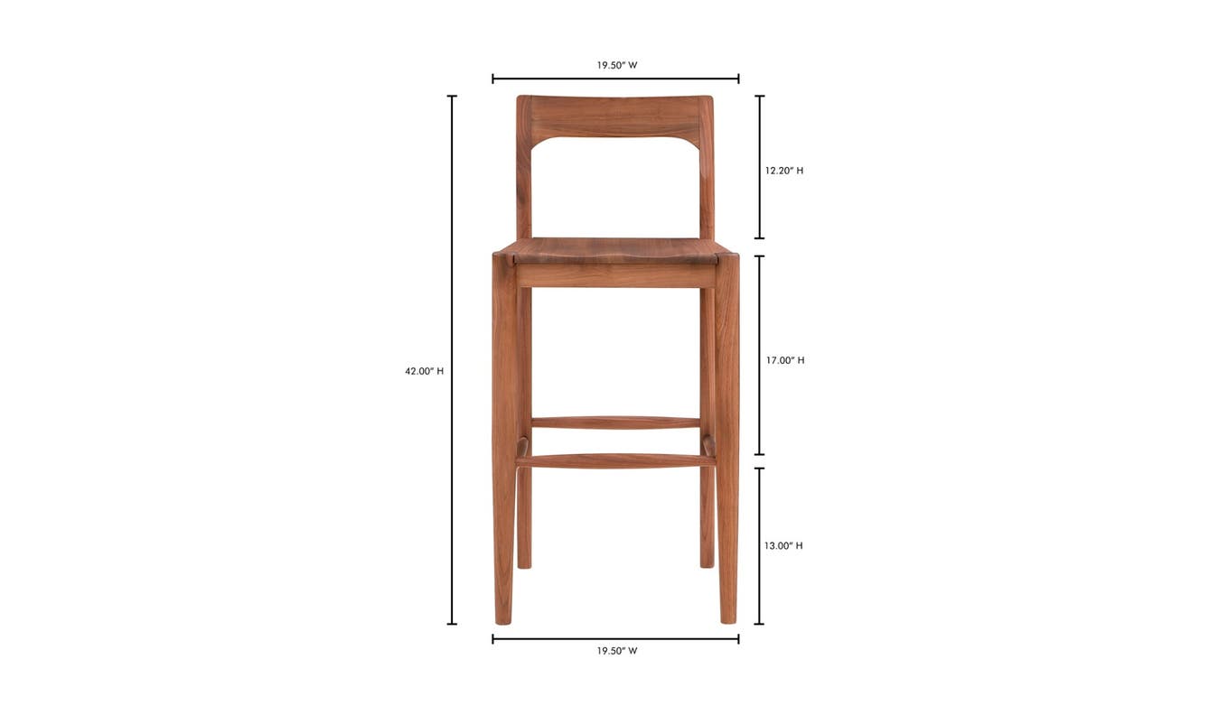 lifestyle view of Owing Barstool Walnut luxury Chair