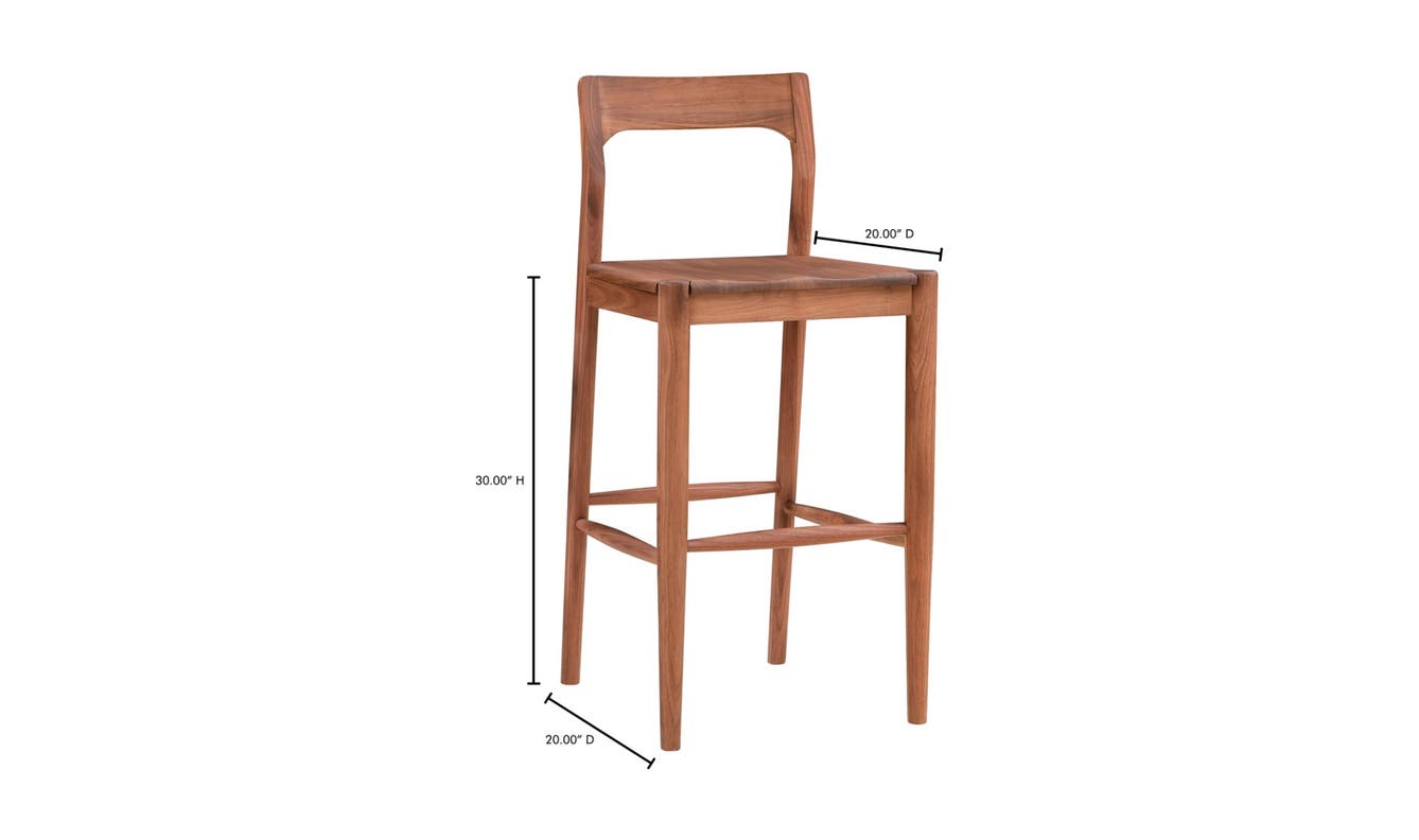 lifestyle view of Owing Barstool Walnut luxury Chair