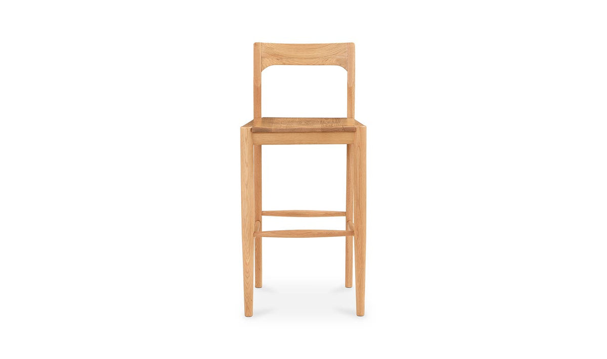 front view of Owing Barstool Natural Oak luxury Chair