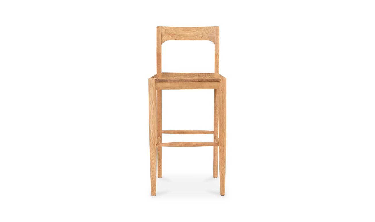 front view of Owing Barstool Natural Oak luxury Chair