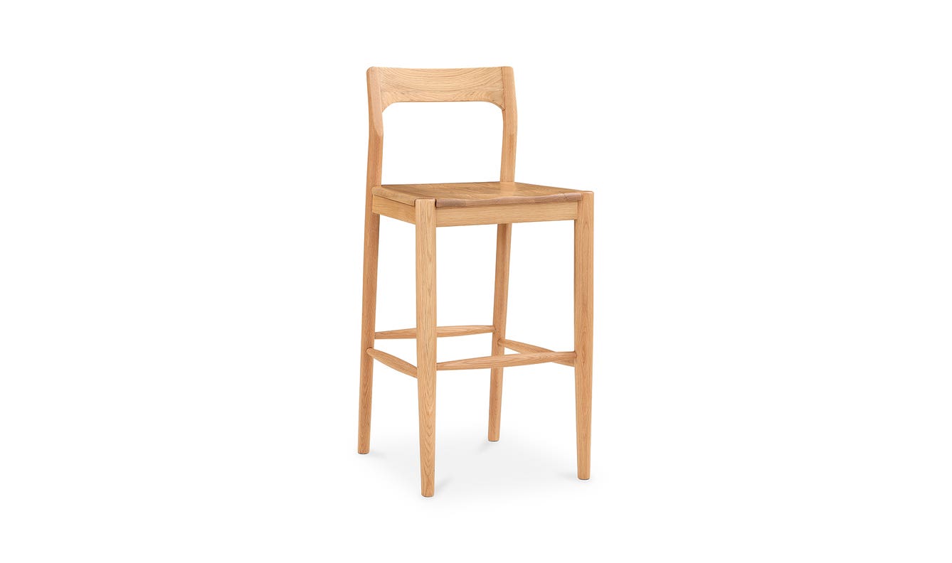 lifestyle view of Owing Barstool Natural Oak luxury Chair