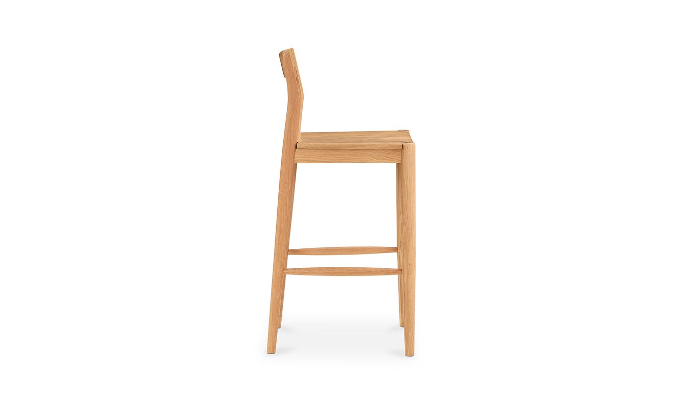 lifestyle view of Owing Barstool Natural Oak luxury Chair