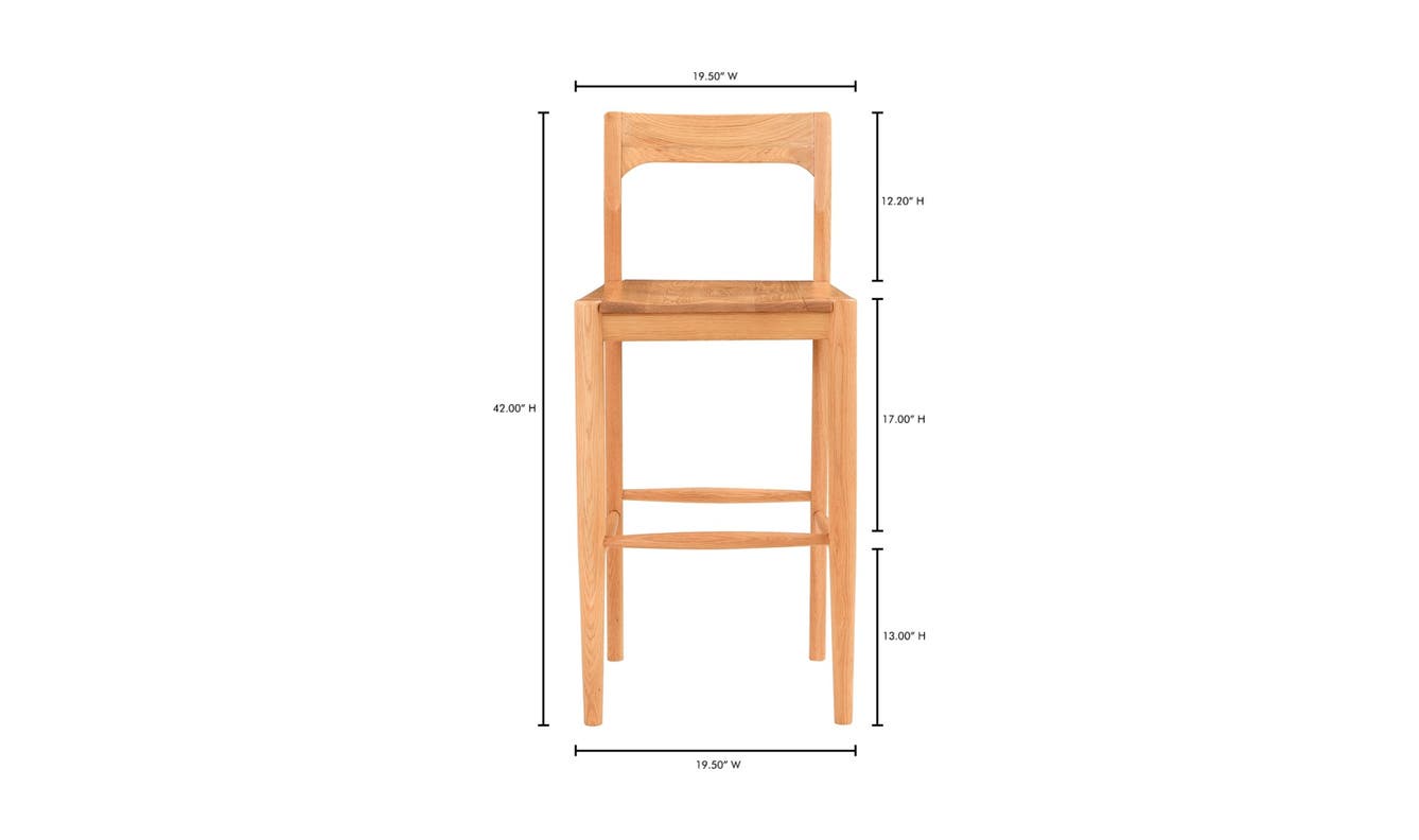lifestyle view of Owing Barstool Natural Oak luxury Chair