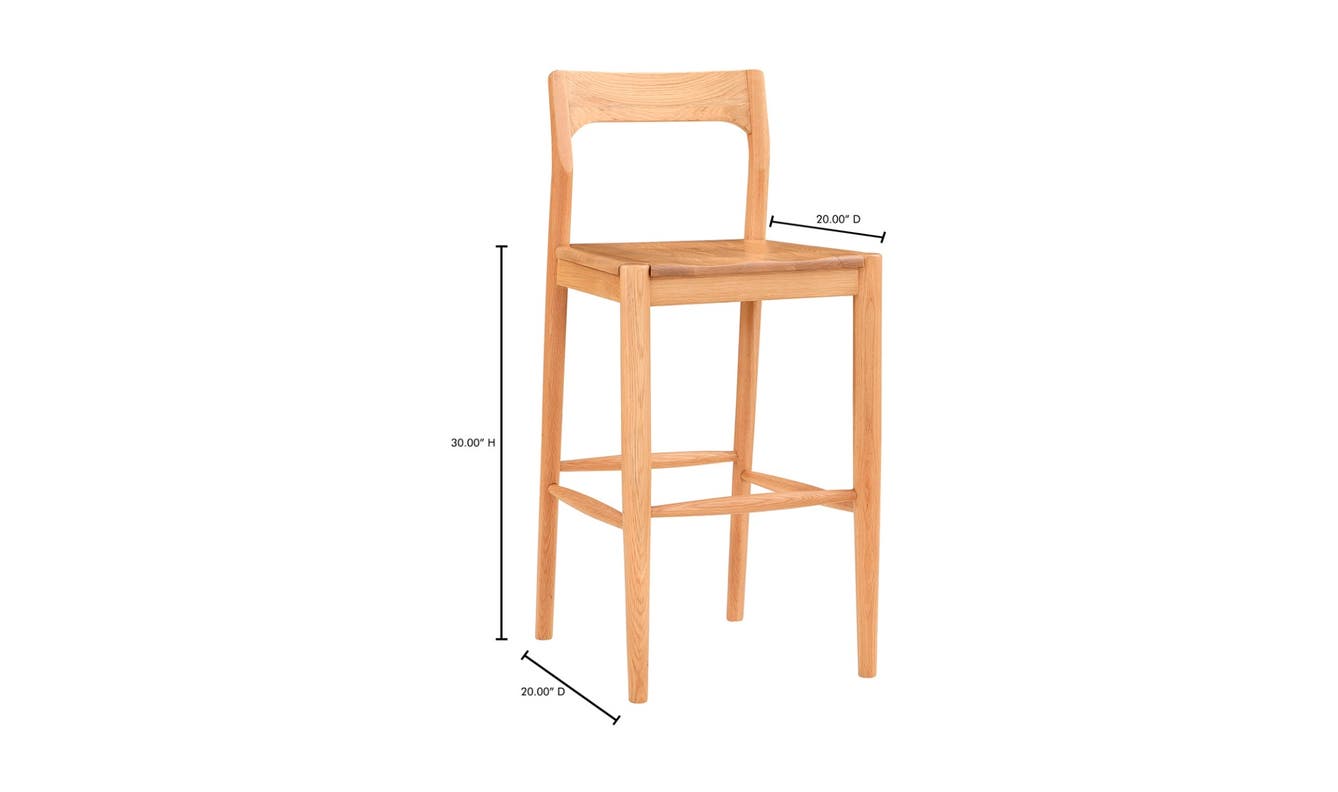 lifestyle view of Owing Barstool Natural Oak luxury Chair