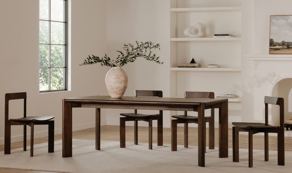 front view of Daifuku Dining Chair Set Of Two Walnut Stained Ash luxury Chair