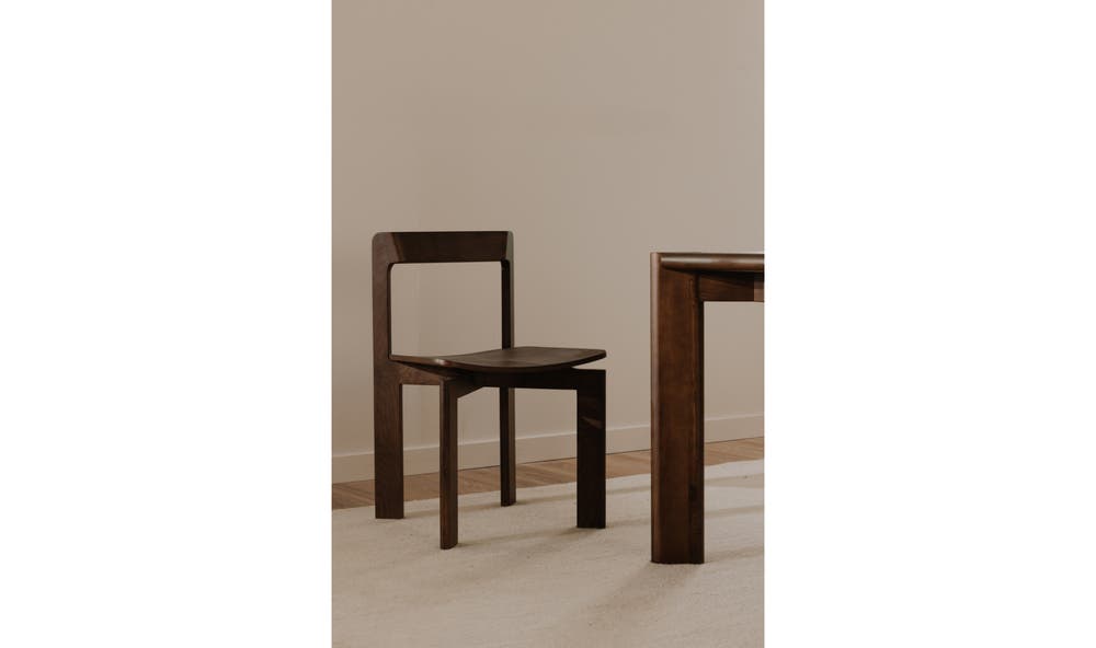 side view of Daifuku Dining Chair Set Of Two Walnut Stained Ash luxury Chair