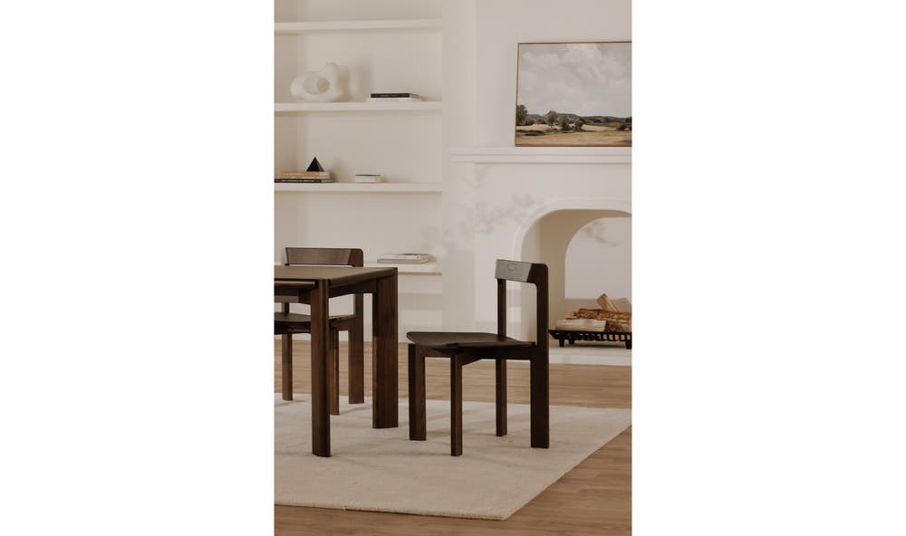 lifestyle view of Daifuku Dining Chair Set Of Two Walnut Stained Ash luxury Chair