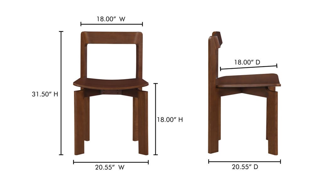 lifestyle view of Daifuku Dining Chair Set Of Two Walnut Stained Ash luxury Chair