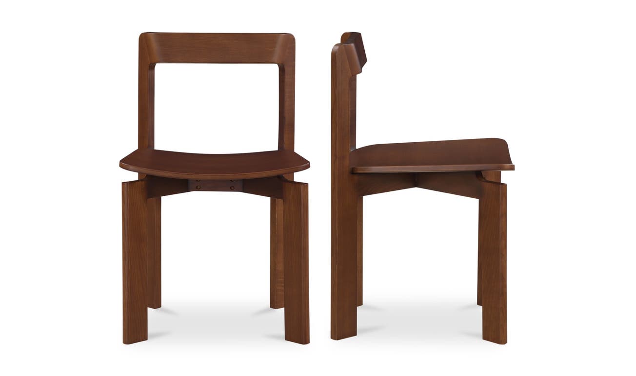 front view of Daifuku Dining Chair Set Of Two Walnut Stained Ash luxury Chair