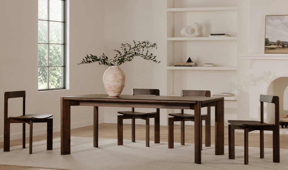 angle view of Daifuku Dining Table Large Walnut Stained Ash luxury Kitchen & Dining Room Table