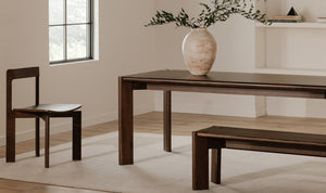 lifestyle view of Daifuku Dining Table Large Walnut Stained Ash luxury Kitchen & Dining Room Table