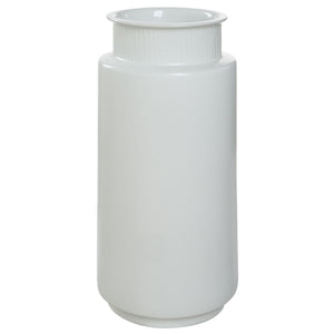 Zena Vase by Renwil, white ceramic vase with ribbed neck and smooth body