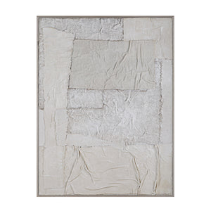 Bianchi Wall Art featuring textured layers in neutral tones, framed in light wood.