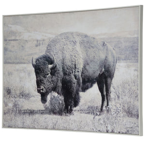 North Range Canvas Art featuring a bison in a monochrome landscape setting.