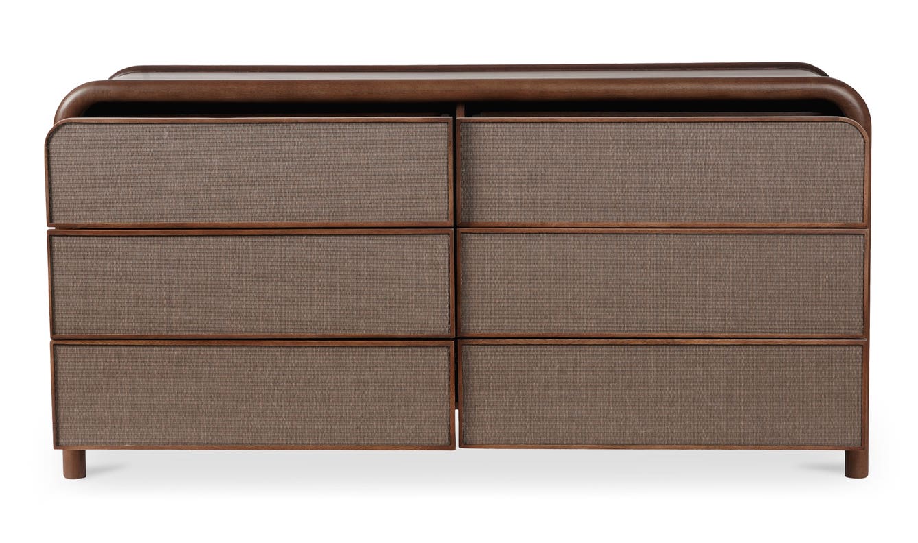 side view of Rye 6 Drawer Dresser Warm Brown luxury Kitchen & Dining Room Table